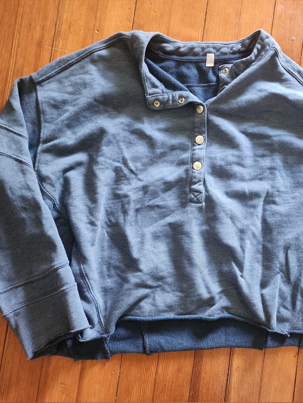 FP Movement by Free People Blue Snap Henley Pullover - S